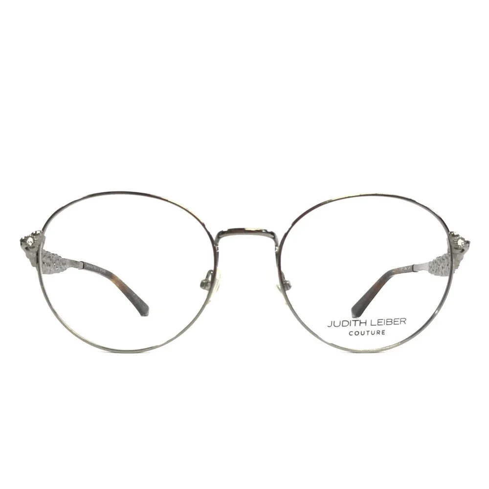 Judith Leiber Eyeglasses Frames Demure Sun Wood Silver Sparkly Crystal 54-19-145